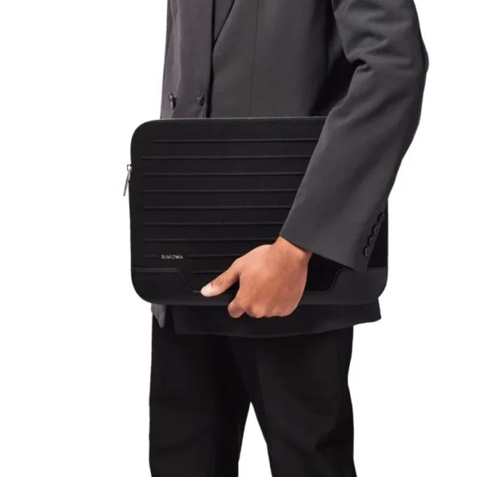 Płaska torba na laptopa z skóry i płótna Torba typu bucket